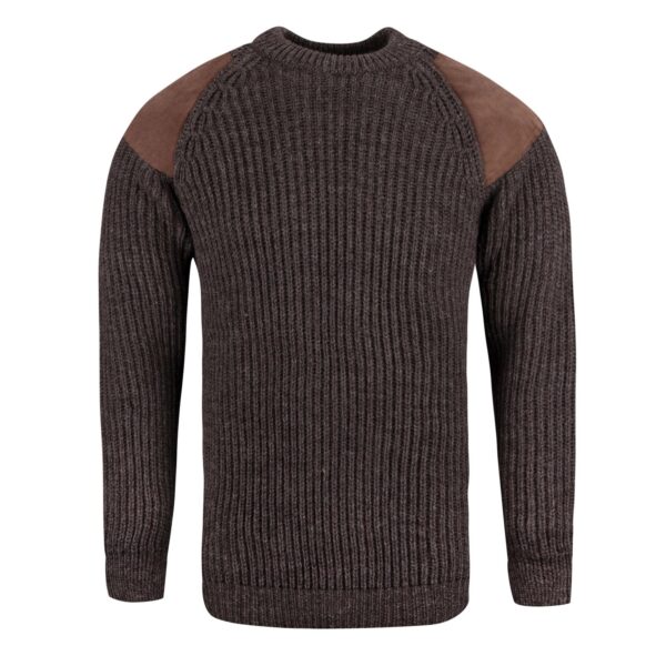 Men's Suede Patch Crew Jumper Dark Grey